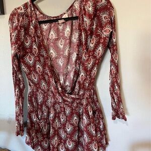 Band of Gypsies Maroon Paisley Romper Size Large